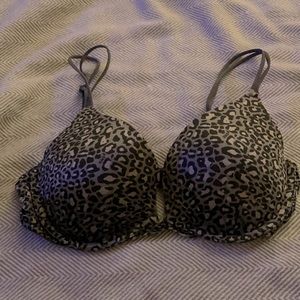 Victoria Secret Grey & Pink Leopard Print Bra